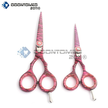 Odontomed2011® Od2011-d-1536 New High Quality J2 Japanese Steel Professional Razor Edge Pink Zebra Hairdressing Barber Salon Scissors/shears Set 5.5