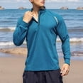 thumbnail image 2 of LNWUY Spring Full Long Sleeve Shirts for Men Trendy 1/4 Zip Stand Collar Athletic Workout T Shirts Lightweight Comfy Pullover Tops Sky Blue XXXL, 2 of 5