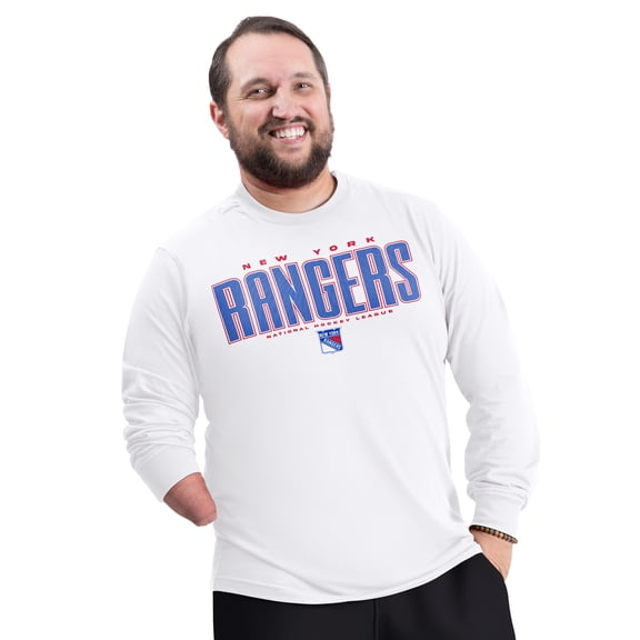 Men's G-III Sports by Carl Banks White New York Rangers Adaptive Mesh Effect Long Sleeve T-Shirt