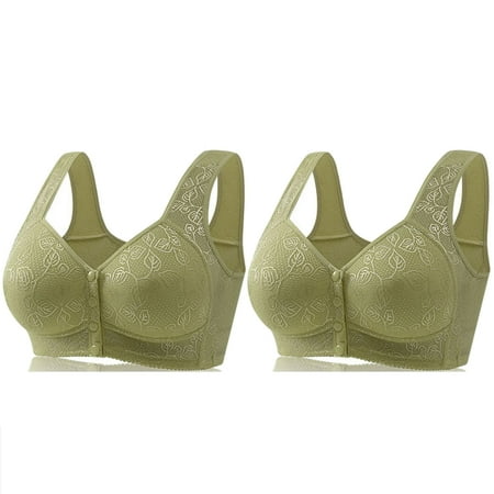 Clearance Staron 2PC Womens Bras No Underwire Front Closure Bra Wireless Comfortable Bra Stretch Full Support Bras Front Close Bra