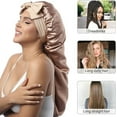 thumbnail image 4 of AWAYTR Long Satin Bonnet for Women - Double Layer Elastic Silk Bonnet Hair Sleeping Cap with Tie Band, 4 of 7