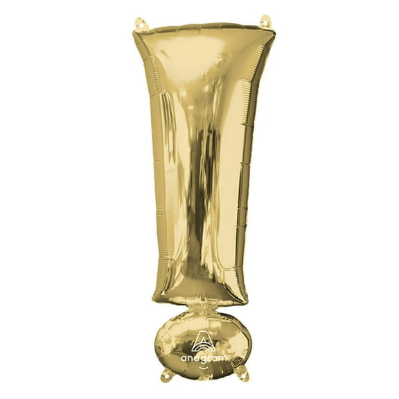 34 inch Symbol ! - Anagram - White Gold Foil Mylar Balloon - Party Supplies Decorations