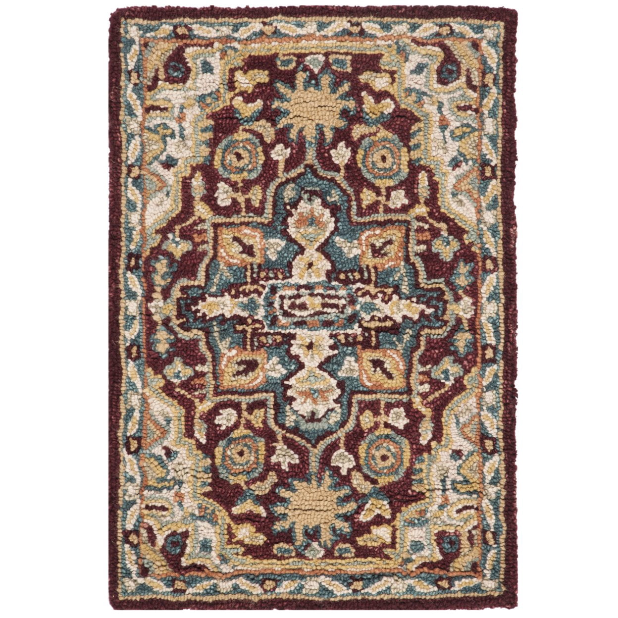 SAFAVIEH Aspen Jerred Southwestern Wool Area Rug, Red/Blue, 3' x 3' Square