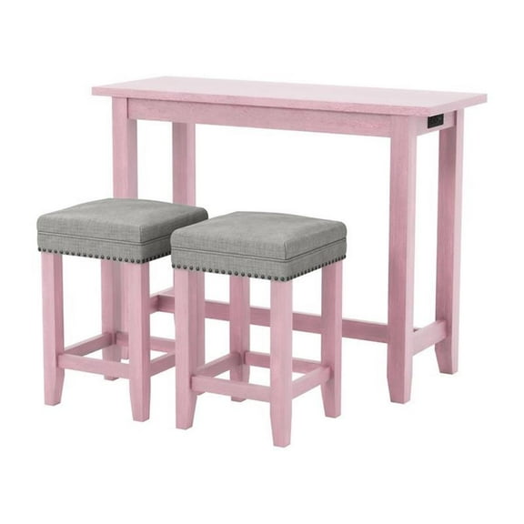 Furniture of America Sabana Wood 3-Piece Counter Height Dining Set in Pink