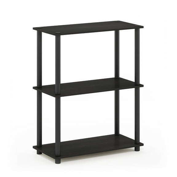 Furinno Rata 3-Tier Industrial Multipurpose Flat Base Shelf Display Rack with Metal Frame, Americano