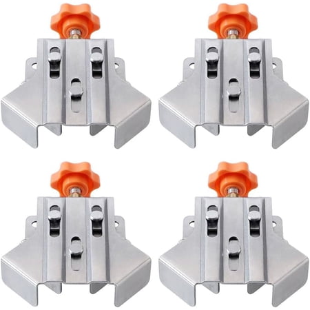 ABPETE 4 PCS Multipurpose Stainless Steel 90 Degree Corner Clamp Stainless Steel Right Corner Clamps for Woodworking Right Angle Clip Fixer Tools (Open Type)