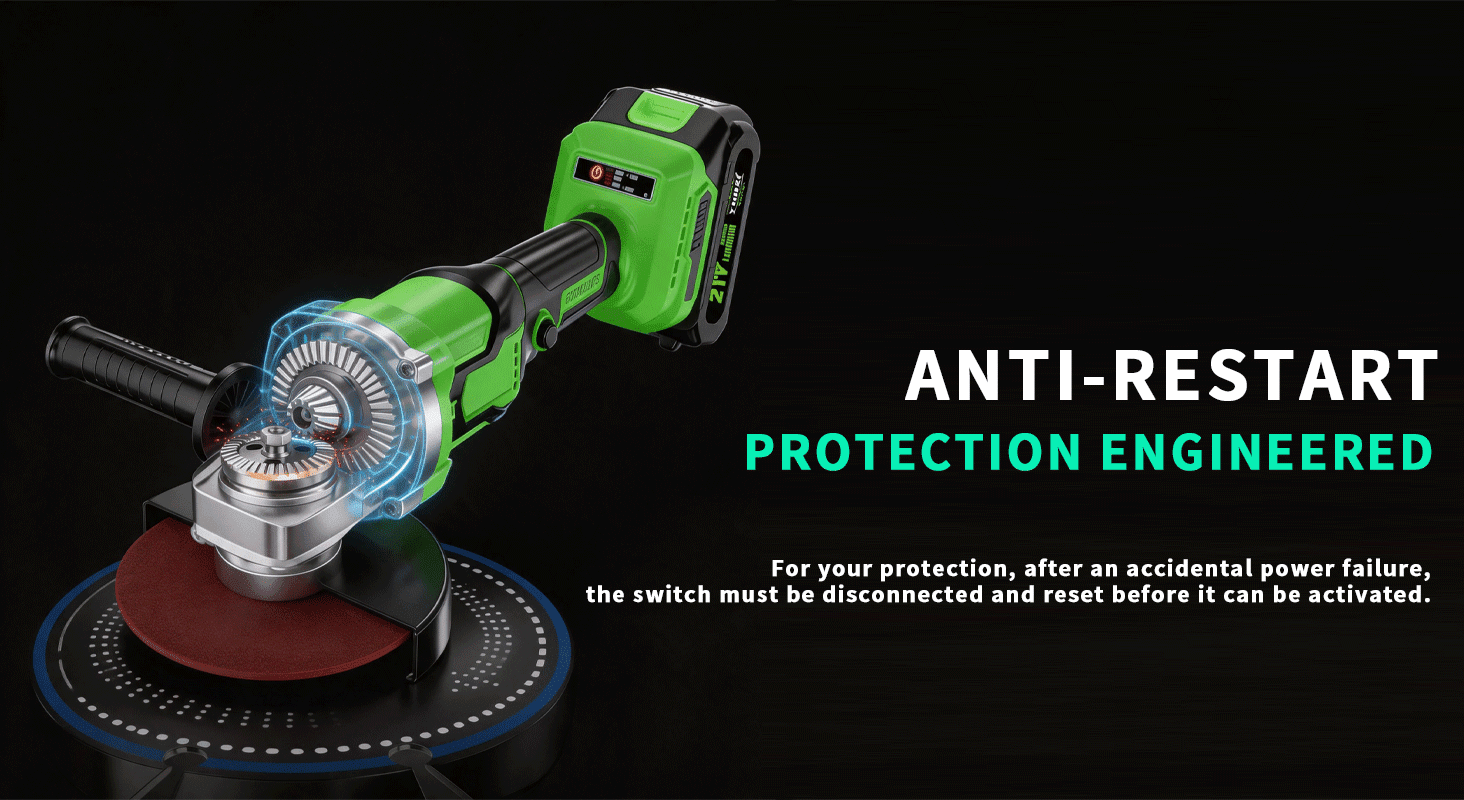 DGB Cordless Brushless Angle Grinder, Handheld Power Grinder for Cutting, Grinding and Polishing, Portable Electric Grinder for Metal, Wood and Tile Working