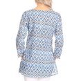 thumbnail image 2 of Sakkas Oana 3/4 Sleeve Split Neck Tribal Print Tunic - Sky Blue - 1X, 2 of 5