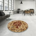 thumbnail image 4 of Ahgly Company Machine Washable Indoor Round Industrial Modern Mahogany Brown Area Rugs, 7' Round, 4 of 7