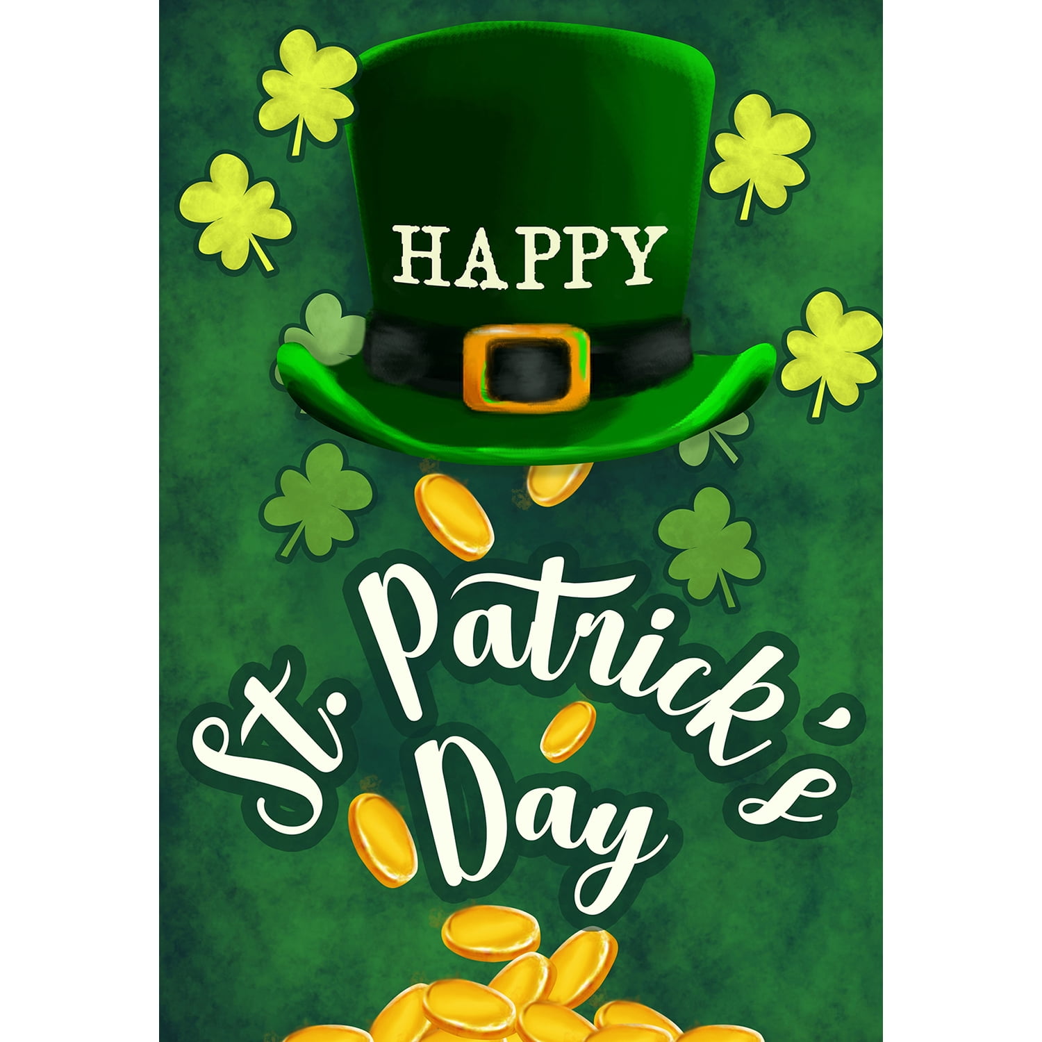 America Forever Happy St Patricks Day Leprechaun House Flag 28 x 40 Inch Double Sided Yard Outdoor Decoration Lucky Clovers Shamrock Gold St. Patrick's Day Flag