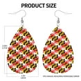 thumbnail image 3 of Faux Leather Teardrop Earrings Maryland Flag Printed Dangle Earrings Lightweight Drop Earrings, 3 of 6