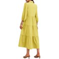 thumbnail image 4 of Womens Casual 3/ 4 Sleeve Shirt Dress Button Down V Neck Tiered Collared Flowy Maxi Dress, 4 of 6