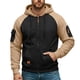 thumbnail image 4 of Ceisia Men's Long Sleeve Jacket Drawstring Full-Zip with Kanga Pocket Color Block Sweatshirts Casual Hoodies Khaki L Gift, 4 of 5