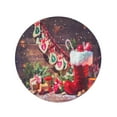 thumbnail image 2 of POGLIP 60 inch Round Beach Towel Blanket Red Christmas Advent Calendar and Santa Shoe on Rustic Travel Circle Circular Towels Mat Tapestry Beach Throw, 2 of 2
