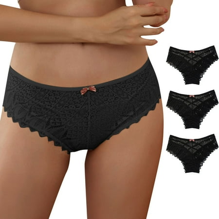 BYHONG Panties for Women Crochet Lace Lace up Panty Sexy Hollow Out Underwear Panties for Women Black XXXXXL