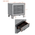 thumbnail image 3 of Atumon Velvet Upholstered Nightstand with 2 Drawers, Wood Bedside Table, Small Sofa Side Table with Metal Handles and Legs, Modern Nightstand Furniture for Bedroom, Fully Assembled, Gray, 3 of 7