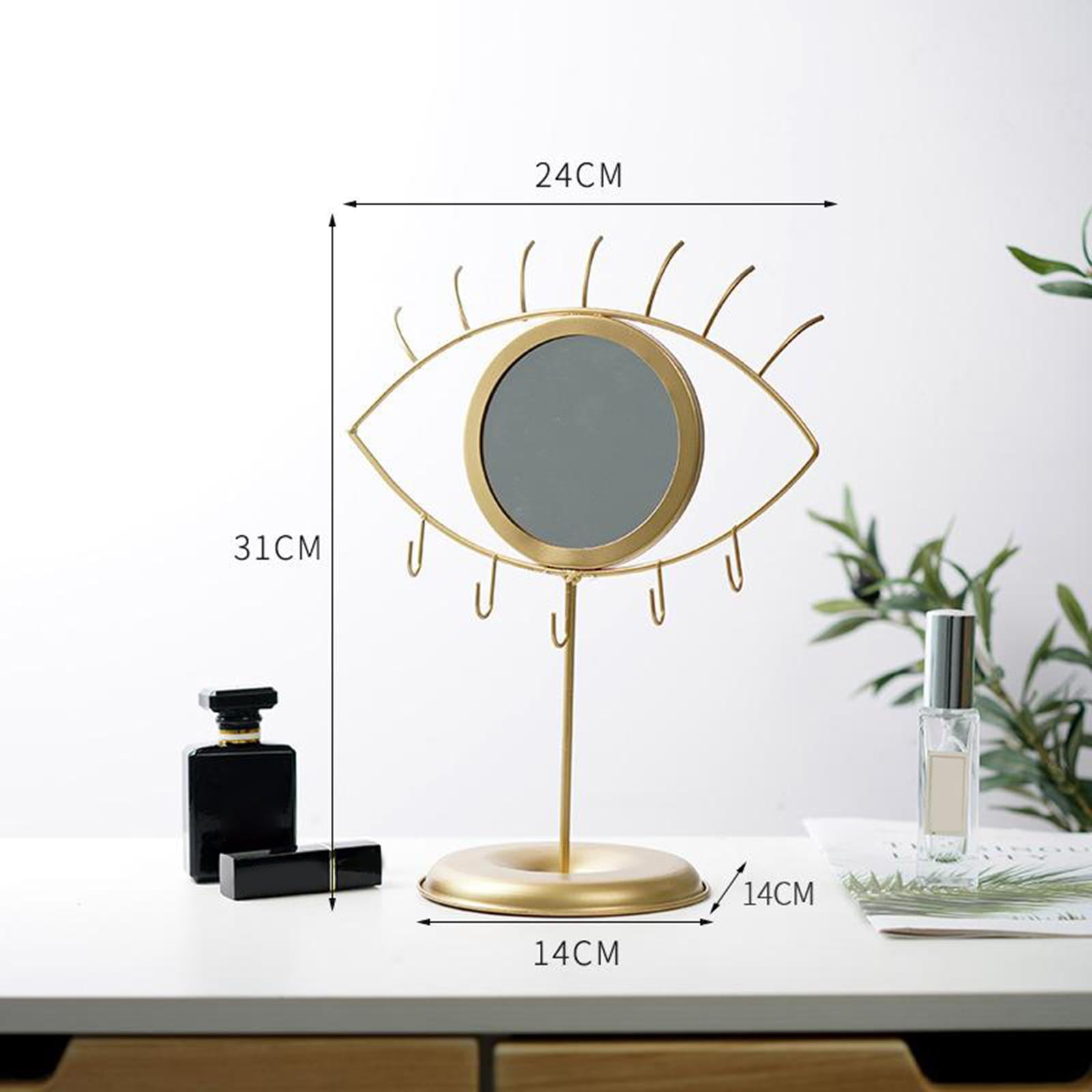 WLPZXP Eye Design Desktop Mirror Jewelry Storage Organizer: Metal Holder Hanging Mirror