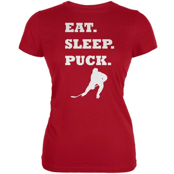 Eat Sleep Puck Red Juniors Soft T-Shirt - 2X-Large