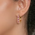 thumbnail image 4 of Gem Stone King 18K Yellow Gold Plated Silver Pink Moissanite and White Topaz Hoop Earrings for Women (2.62 Cttw, Round 4MM and 1.9MM, Gemstone Birthstone 1 inch Diameter), 4 of 5