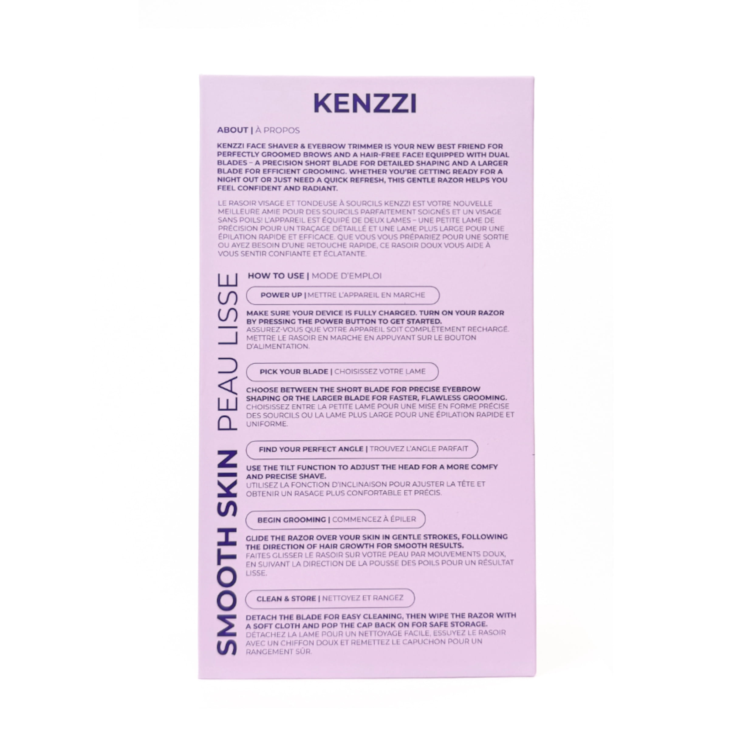 KENZZI Rechargeable Facial Shaver & Eyebrow Trimmer Equipped with Dual Razor Blades for Detailed Shaping and Efficient Grooming, Purple