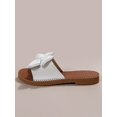 thumbnail image 3 of Litchi Embossed Bow Decor Slide Sandals, 3 of 4
