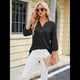 thumbnail image 5 of Blusas Elegantes e Informales para Mujer, Camisetas de 3/4 con Cuello en V y Puños Fruncidos. Negro XXL, 5 of 10