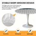 thumbnail image 6 of Herringbone Pattern Elastic Fitted Round Table Cover Vintage Navy Blue Grey Waterproof Outdoor Tablecloth for Holiday Party, Picnic, Patio & Dining Fits Tables Up to 36"-44", 6 of 8