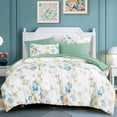 thumbnail image 3 of 7-Piece Blue & Green Floral Print Bed in a Bag Set, All-in-One Bedding Collection with Comforter & Sheet Set,Twin XL, 3 of 4