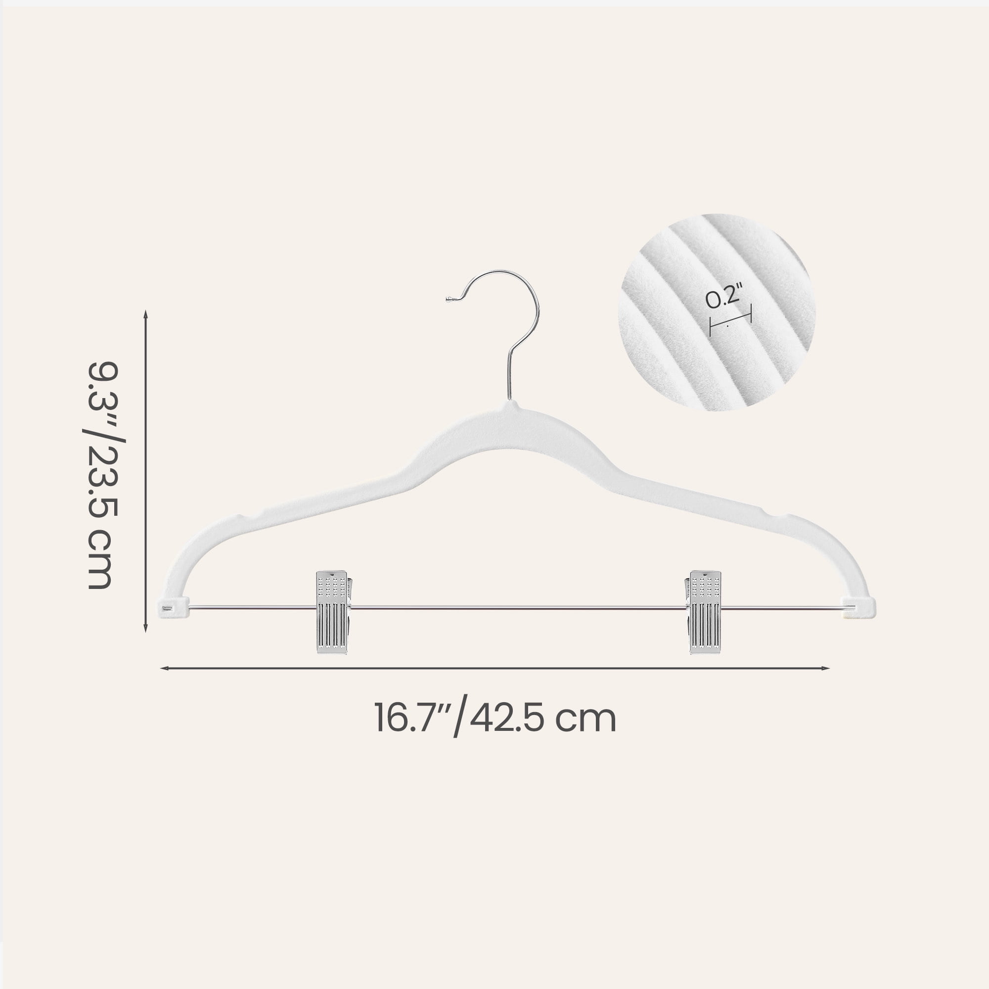 Ledrem 30-pack Adjustable Velvet Hangers, Skirt & Pants Hangers with Movable Clips, White