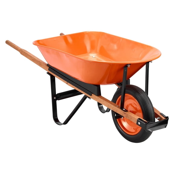VEVOR Wheelbarrow Cart, 5 Cu. Ft. Load & 330 lbs Capacity, One Wheel Garden Dump Cart, Garden Wagon with Metal Handle & 16" Wide Track Wheels, Easy Loading Utility Yard Cart & Wagons for Lawn Farm