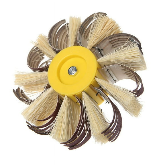XISAOK Shaft Mounted Sisal Emery Cloth Bristle Grinding Buffing Brush Polishing Wheel