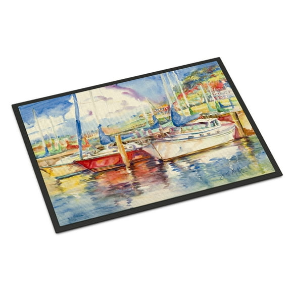 Carolines Treasures JMK1034JMAT Three Boats Sailboats Door Mat Indoor Rug or Outdoor Welcome Mat 24x36 Doormat  36"L x