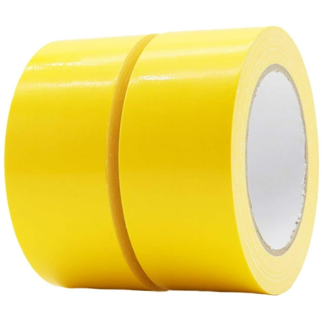 czcpp-2 Pack Ruban Adhésif Usage Intensif, Épaisseur 7,5 Mil, 2 Pouces x 30 Yards, Flexible, Sans Résidu, Imperméable et Résistant aux Déchirures à la Main, Multi-Usage pour Intérieur & Extérieur, Jaune
