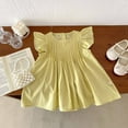 thumbnail image 4 of Mercatoo Girl's Solid Color Fly Sleeve Dress 𝐅lutter 𝐑uffle 𝐇em A-Line Su𝐧dress Casual Swing Midi P𝐚rty Dress for Kids, 4 of 4