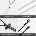 thumbnail image 6 of 2 Pcs Silver Black Cross Necklace for Men - Stainless Steel Bible Verse Cross Chain Pendant Necklaces for Men American Flag Religious Christian First Communion Jewelry Gifts 18-24 Inches, 6 of 7