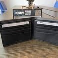 thumbnail image 3 of Officially Licensed "US NAVY" Medallion Genuine Leather Classic Handmade Wallet - Bifold Black, 3 of 3