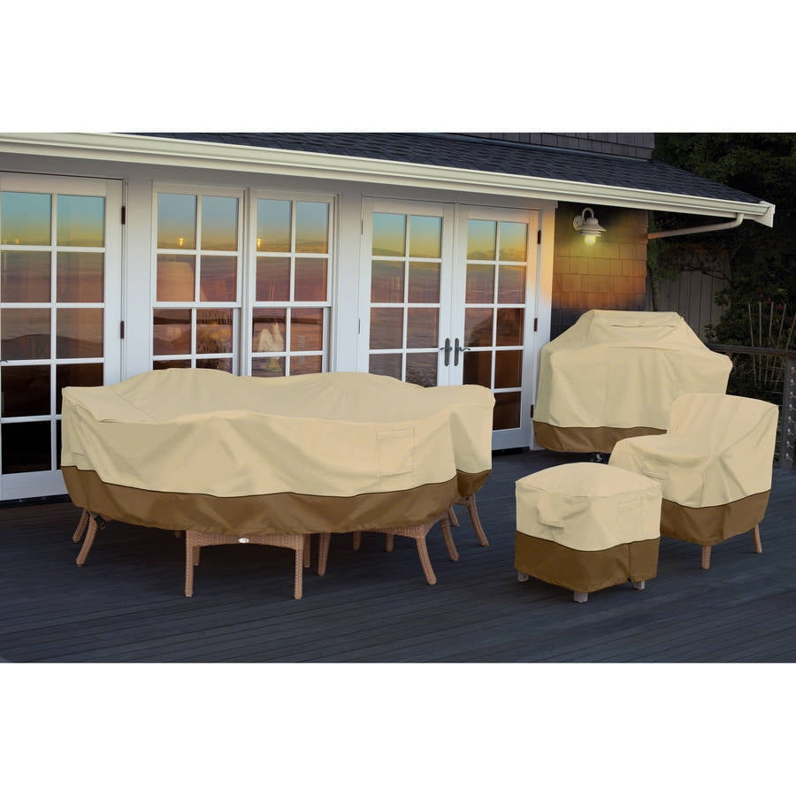 Classic Accessories Veranda Oval Rectangular Patio Table Chair Classic Accessories Veranda Oval Rectangular Patio Table Chair Set Cover Durable And Water Resistant Outdoor Furniture Pebble Large