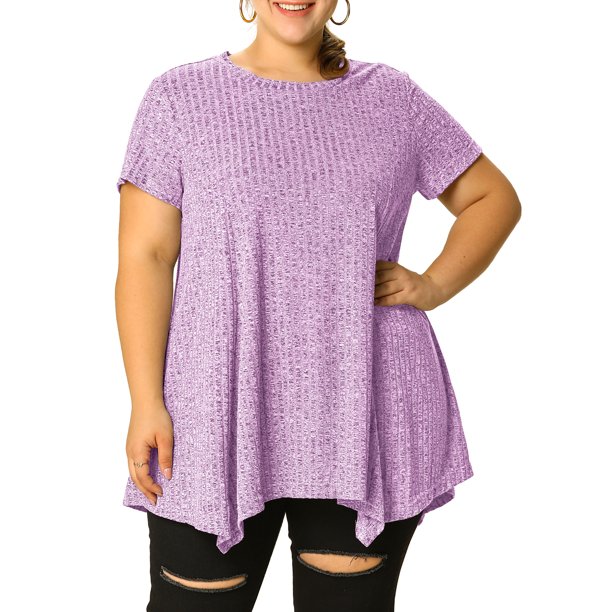 BluTop De Verano TalGrande Dobladillo De Pañuelo ManCorPaMujeres PúrpuXL
