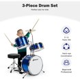 thumbnail image 4 of Gymax 13 Inch 3-Piece Kids Junior Beginner Drum Set w/Tom Snare Bass Drum Blue, 4 of 10