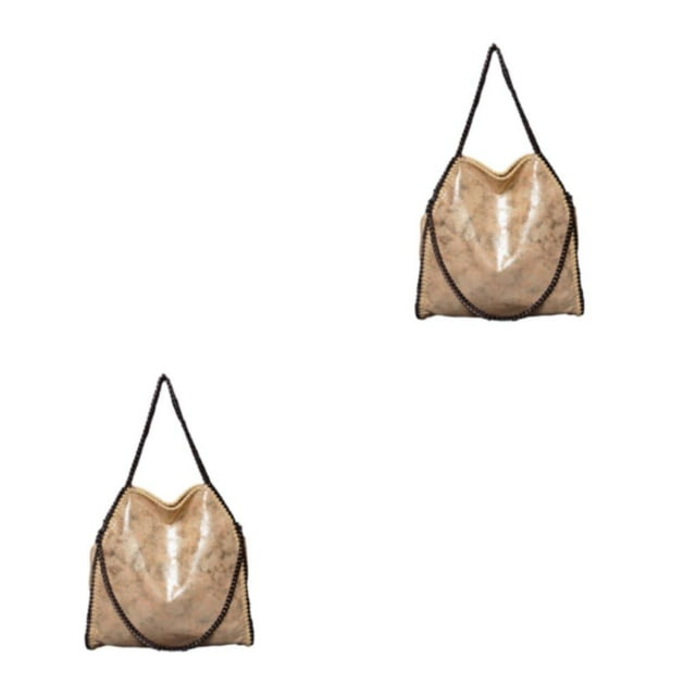 kurtrusly 1/2/3 Wide Application Convenient And Practical Chain Handbag For Women - Foldable Shoulder Bag Fashion PU Chain Shoulder Bag golden 2PCS