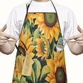 thumbnail image 2 of Dark Green Sunflower Pattern Apron-Garden Aprons for Women with Pockets-Cotton Linen Waterproof Kitchen Cooking Gardening Aprons Adjustable for Kitchen,Cooking,BBQ and Salon 33x27 Inch, 2 of 7