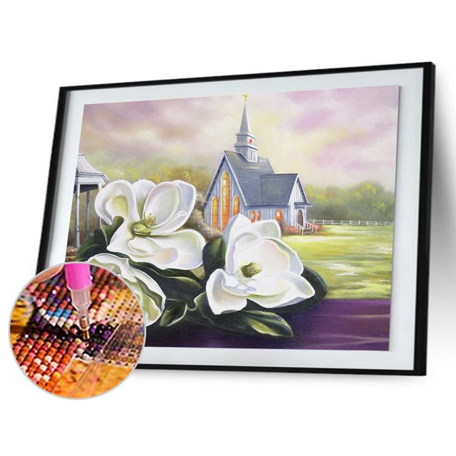 Cuadros Decorativos Kit de pintura de diamante 5D, ramo abstracto, iglesia, taladro redondo completo, manualidades DIY Sywqhk Nuevos Originales