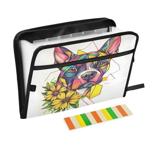 Organ Folder 14.2 x 0.8 x 10.6 Inches 13 Separate Pockets A4 Size Documents Folder A Sort Storage File Manager For The Home Office Color Art Dog