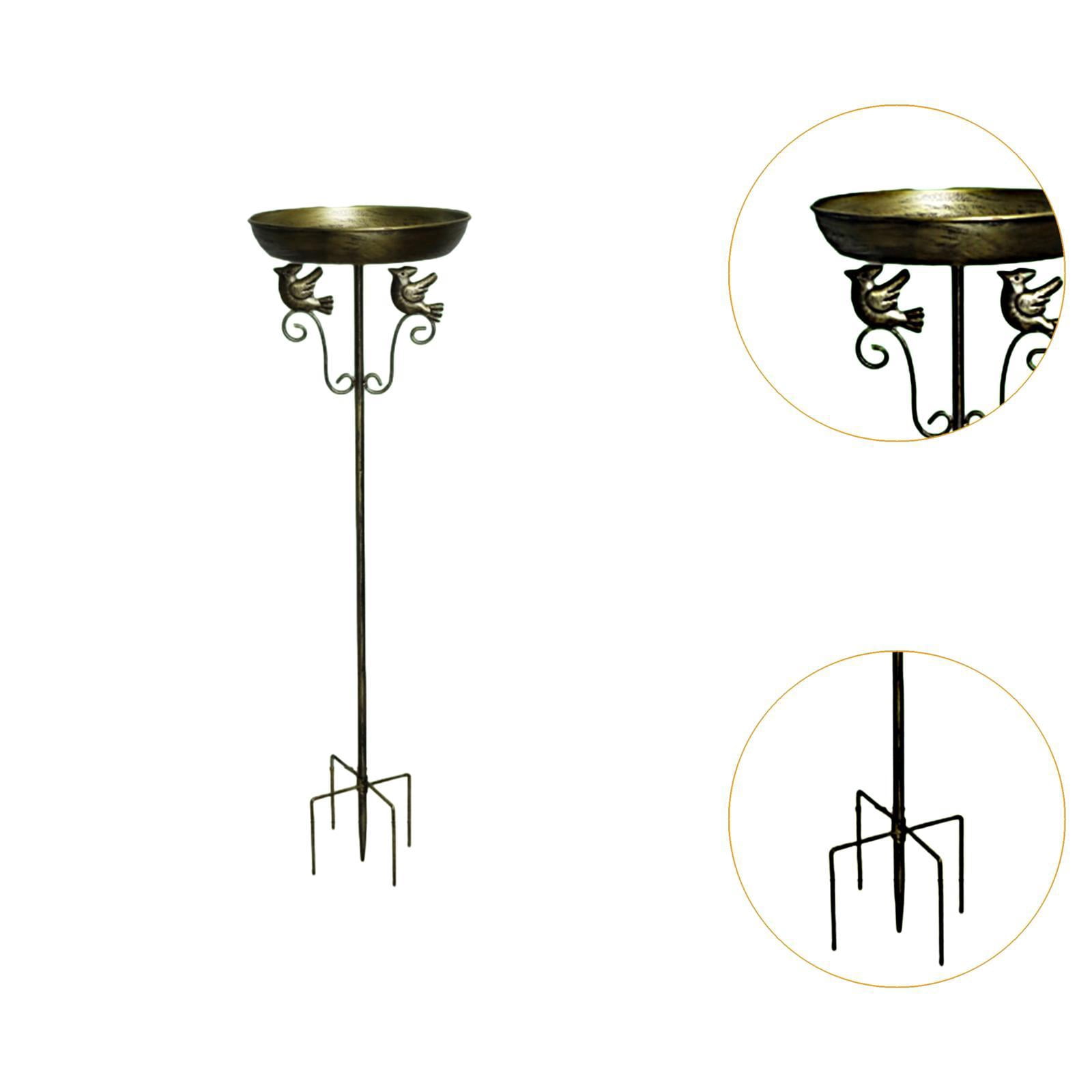 oshhni Bird Bath Feeder Bowl Drinking Decor Metal with Stake for Deck Backyard Lawn