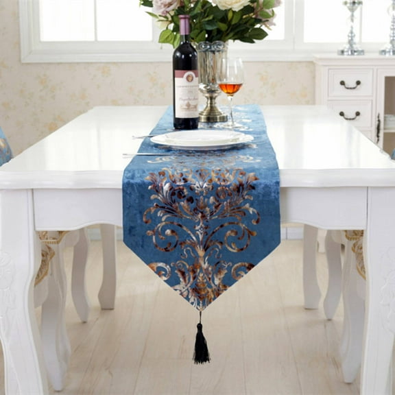 AUQ Table Runners,Eco-Friendly Durable Material Table Decor,Fade-Resistant Table Cloth,Blue