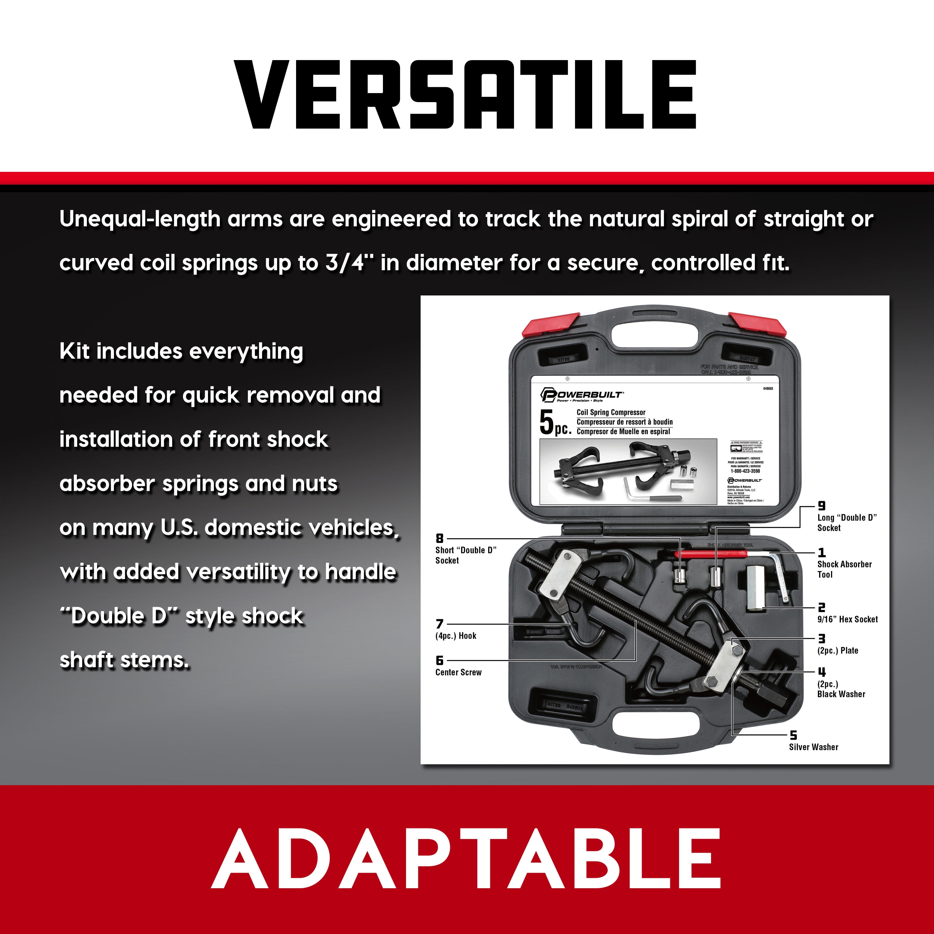 Powerbuilt 5 Piece Coil Spring Compressor Kit - 648603