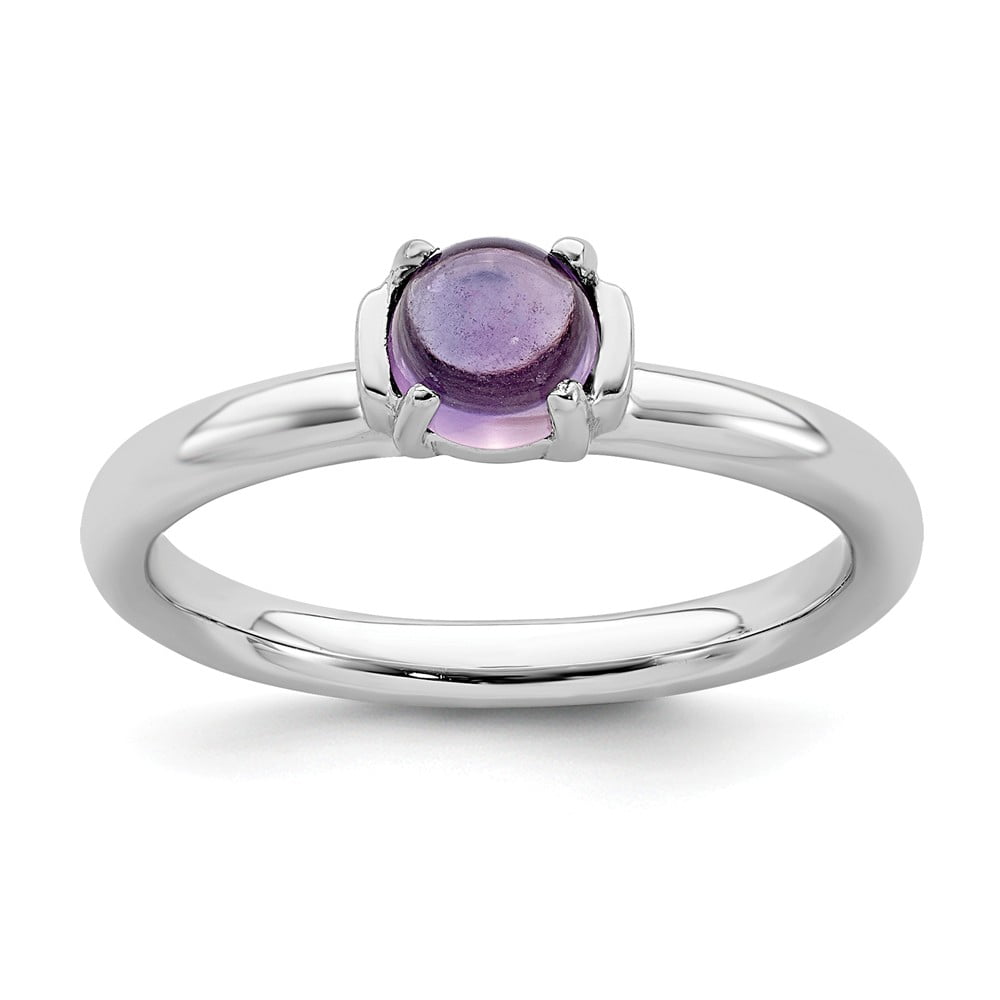 Stackable Expressions Sterling Silver Polished Simulated Amethyst Flower Ring