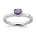 thumbnail image 1 of 925 Sterling Silver Stackable Expressions Polished Amethyst Ring Size: 10; for Adults and Teens; for Women and Men, 1 of 5