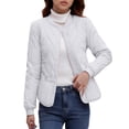 thumbnail image 6 of XPMWRP Women's Oversized Quilted Jacket Fall Casual Puffer Coats Collarless Long Sleeve Button Down Padded Outerwear White XXL, 6 of 9