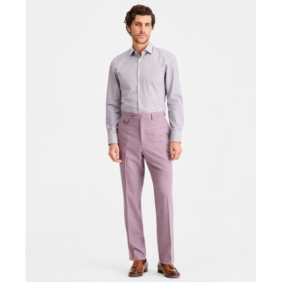Tayion Mens Classic fit  Wool Dress Pants 42 / 30 Purple Solid